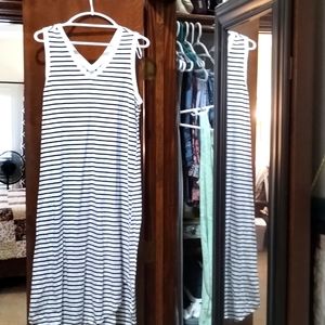 Time and Tru Black and White Stripe Summer Dress Large